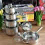 15 Pcs Induction Base Stainless Steel Cookware Set